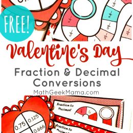 FREE Valentine’s Day Fraction and Decimal Conversions Game. #freehomeschooldeals #fhdhomeschoolers #fractiondecimalconversion #conversiongame