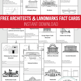 Architects and U.S. Landmarks FREE Fact Cards. #USlandmarks #architects#freehomeschooldeals #fhdhomeschoolers