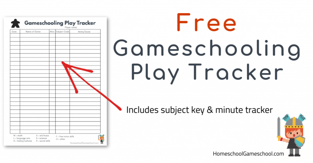 FREE Gameschooling Play Tracker. #freehomeschooldeals #fhdhomeschoolers #playtracker #gameschoolongplaytracker