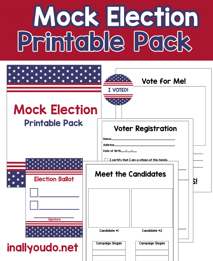 FREE All About Voting Printable Pack. #electionprintables # votingprintablepack #mockelection #fhdhomeschoolers #freehomeschooldeals