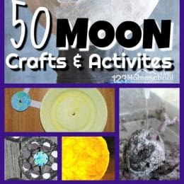 50 Crafts and Activities about the Moon. #freehomeschooldeals #fhdhomeschoolers #mooncrafts #moonactivities