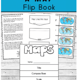 FREE Parts-of-a-Map Flip Book. #fhdhomeschoolers #freehomeschooldeals #partsofamap #mapflipbook