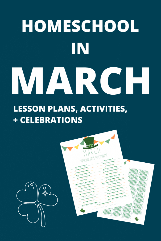 Need some inspiration this month? Check out Homeschool in March: FREE Lesson Plans, Activities, + Celebrations! #fhdhomeschoolers #freehomeschooldeals #march #homeschoolingrocks #learnathome