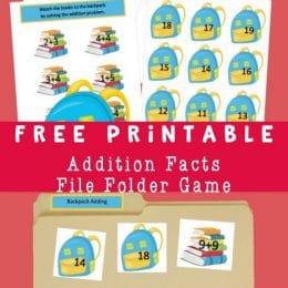 FREE Addition File Folder Game. #fhdhomeschoolers #freehomeschooldeals #additionfilefoldergame #additiongame #filefoldergame