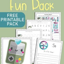 FREE gamer PreK fun pack. #fhdhomeschoolers #freehomeschooldeals #gamerfunpack #prekfunpack #preschoolprintable