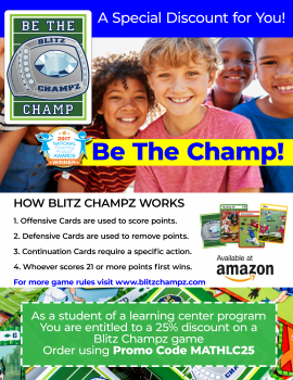 Right now, get 25% OFF Blitz Champz Football Math Game! #fhdhomeschoolers #freehomeschooldeals #mathgames #homeschoolmath #hsgames