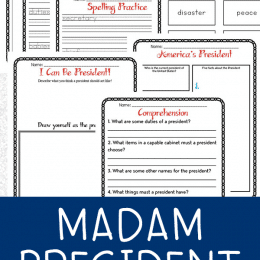 Free Madam President Book Study. #freehomeschooldeals #fhdhomeschoolers #madampresident #kidsbookstudy