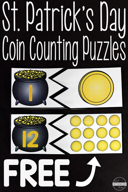 FREE Counting Puzzles for St. Patrick’s Day. 
These FREE counting puzzles for St. Patrick’s Day will help kids with problem-solving and logical thinking.  Skills.
#fhdhomeschoolers #freehomeschooldeals #coincountingpuzzles
#coincounting
