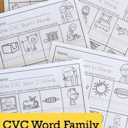 FREE No-Prep CVC Word Family Printable. #freehomeschooldeals #fhdhomeschoolers cvcwordfamilies #noprepcvcwordprintable #cvcwordresource