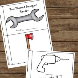 FREE Tool-Themed Emergent Reader. #fhdhomeschoolers #freehomeschooldeals #toolthemedreader #emergentreader #toolthemedresource