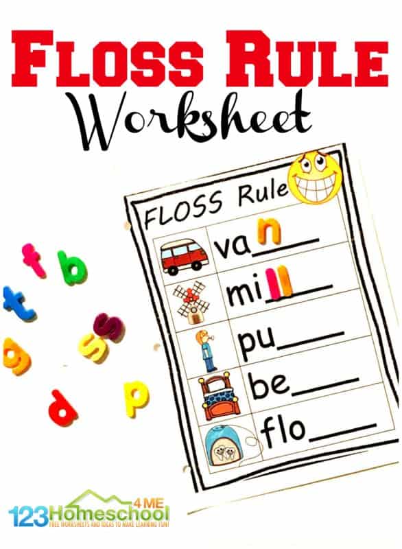 Free FLOSS rule worksheets for spelling.  #freehomeschooldeals #fhdhomeschoolers # #flossrule #spellingrules