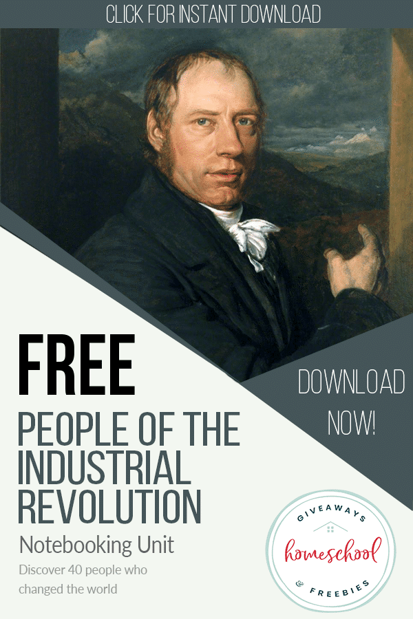 FREE people of the industrial revolution notebooking resources. #freehomeschooldeals #fhdhomeschoolers #peoplenotebooking #industrialrevolution