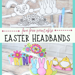 FREE Printable Easter Headbands. #fhdhomeschoolers #freehomeschooldeals #printableeasterbands #bunnyearsprintables