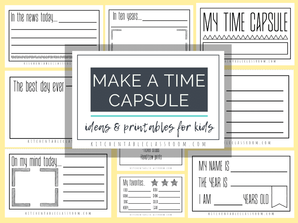 Make a Time Capsule Ideas and Printables. #fhdhomeschoolers #freehomeschooldeals #timecapsuleideas #timecapsuleprintablesforkids #kidstimecapsuleideas