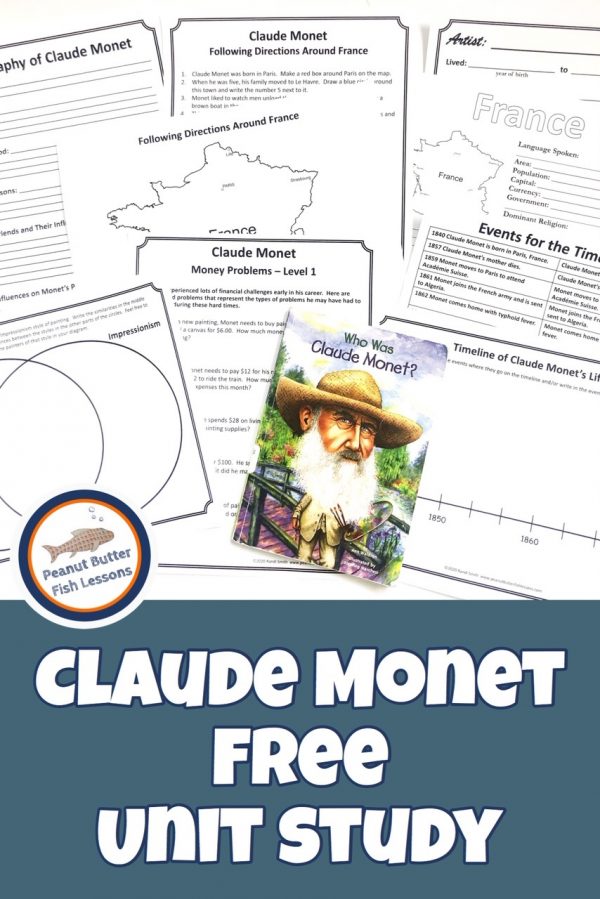 FREE Claude Monet Unit Study.
#freehomeschooldeals #fhdhomeschoolers #ClaudeMonetunitstudy #artiststudy