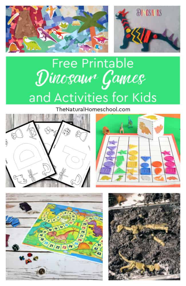 FREE Dinosaur Game Printables. #fhdhomeschoolers #freehomeschooldeals #dinosaurkidsgames #dinosaurprintables #dinosauractivities

