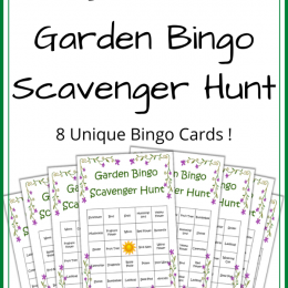 FREE Printable Garden Bingo Scavenger Hunt. #fhdhomeschoolers #freehomeschooldeals #gardenbingo #gardenscavengerhunt #naturescavengerhunt