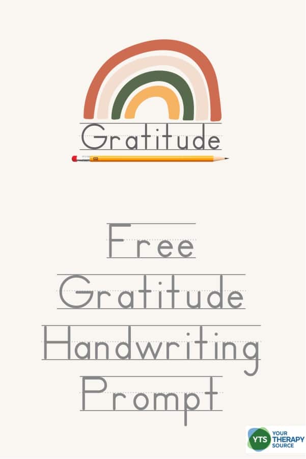 FREE Printable Gratitude Handwriting Prompt. #freehomeschooldeals #fhdhomeschoolers #gratitudeprompt #gratefulness #gratefulkids #gratitudehandwritingpractice