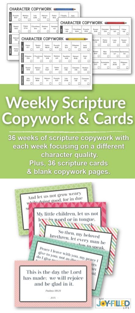 FREE Weekly Scripture Copywork Printables. #fhdhomeschoolers #freehomeschooldeals #copyworkprintables #scripturecopywork #weekly scripture #scripturecards