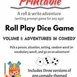 FREE Writing Prompt Roll & Write Game. #fhdhomeschoolers #freehomeschooldeals #rollandwritegame #writingprompts #rollplaydicegame