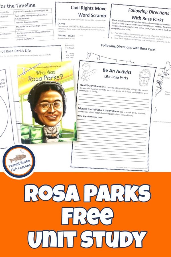 FREE Rosa Parks Unit Study. #freehomeschooldeals #fhdhomeschoolers #rosaparksunitstudy#rosaparkresoruces #rosaparksprintables