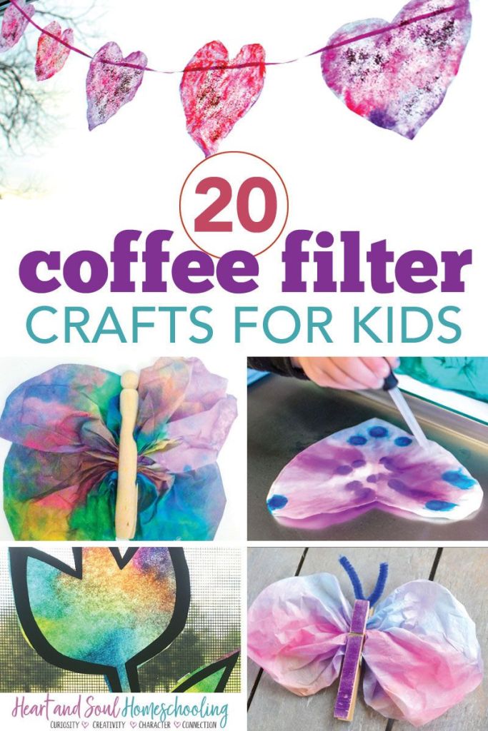 20 Awesome Coffee Filter Crafts for Kids. #fhdhomeschoolers #freehomeschooldeals #coffeefiltercrafts #artcrafts #coffeefilteractivities