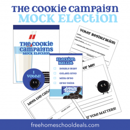 Teach your child all about voting and election day with The Cookie Campaign Mock Election FREE Printable Pack! #fhdhomeschoolers #freehomeschooldeals #mockelection #electionday #socialstudies