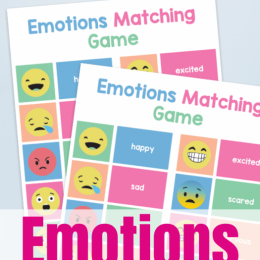 FREE Emotions Matching Game Printable. #freehomeschooldeals #fhdhomeschoolers #emotionsmatchinggame #learnaboutemotions