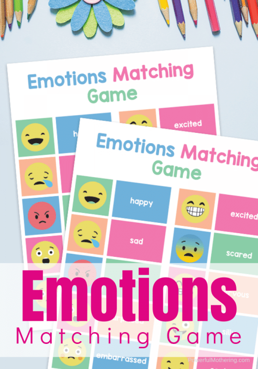 FREE Emotions Matching Game Printable. #freehomeschooldeals #fhdhomeschoolers #emotionsmatchinggame #learnaboutemotions