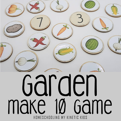 FREE Printable Garden Make 10 Math Game. #freehomeschooldeals #fhdhomeschoolers #make10mathgame #countingtoten #addingtoten #addends