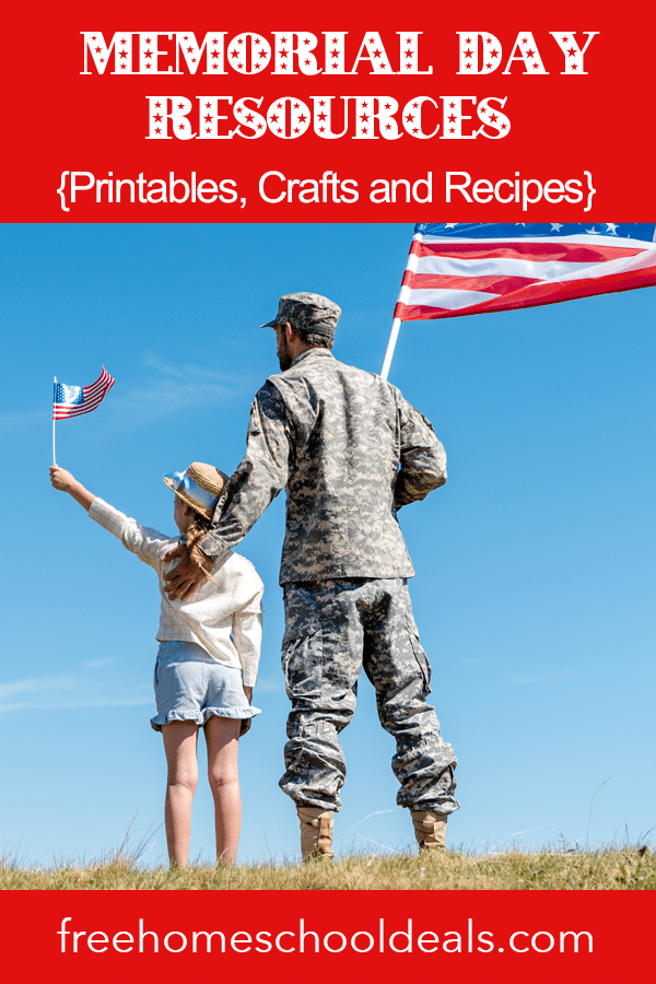 Celebrate this national holiday with these FREE Memorial Day Printables, Crafts, & Recipes! #fhdhomeschoolers #freehomeschooldeals #memorialday #hsmoms #homeschooling #hsdays