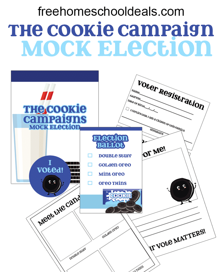 Teach your child all about voting and election day with The Cookie Campaign Mock Election FREE Printable Pack! #fhdhomeschoolers #freehomeschooldeals #mockelection #electionday #socialstudies