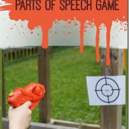 FREE Parts of Speech Paint Gun Game. #fhdhomeschoolers #freehomeschooldeals #partsofspeechgame #paintgungame #partsofspeechprintables