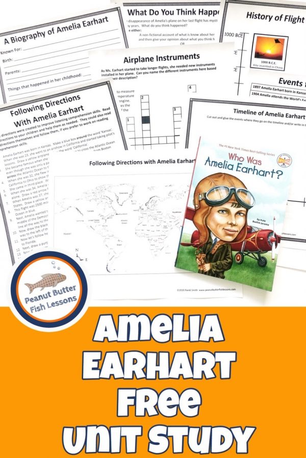 FREE Amelia Earhart Unit Study. #freehomeschooldeals #fhdhomeschoolers #ameliaearhartunitstudy #aviationprintables #ameliaearhartresource