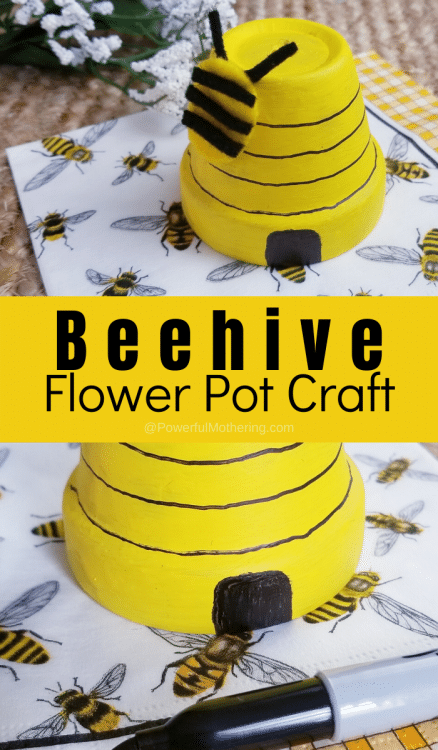 Make a Beehive - Flower Pot Craft. #freehomeschooldeals #fhdhomeschoolers #makeabeehivecraft #flowerpotcraft