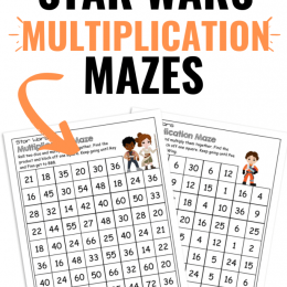 FREE Multiplication Mazes with Star Wars Theme. #freehomeschooldeals #fhdhomeschoolers #starwarsmultiplicationmazes #multiplicationpractice #starwarsthemeprintables