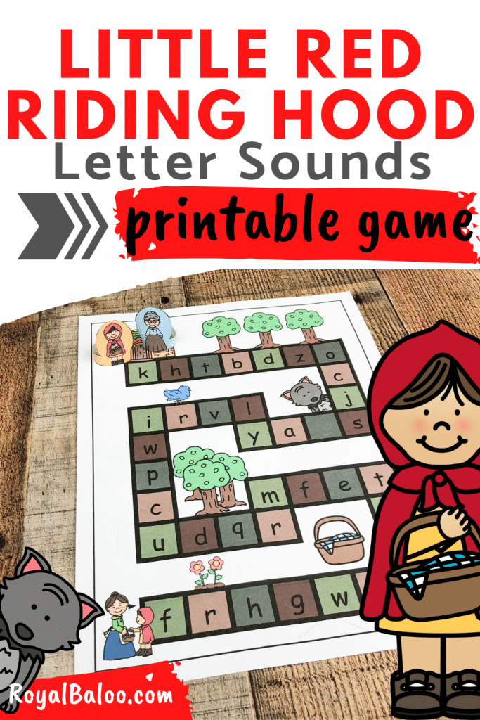 FREE Printable Letter Sounds Game. #freehomeschooldeals #fhdhomeschoolers #littleredridinghoodgame #lettersoundsgame #lettersounds #littleredridinghoodactivity