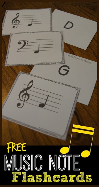 FREE Music Note Flashcards. #freehomeschooldeals #fhdhomeschoolers #musicnoteprintables #musicflashcards