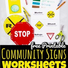FREE Community Signs Worksheets. #freehomeschooldeals #fhdhomeschoolers #communitysigns #communitysignworksheets #trafficsignworksheets