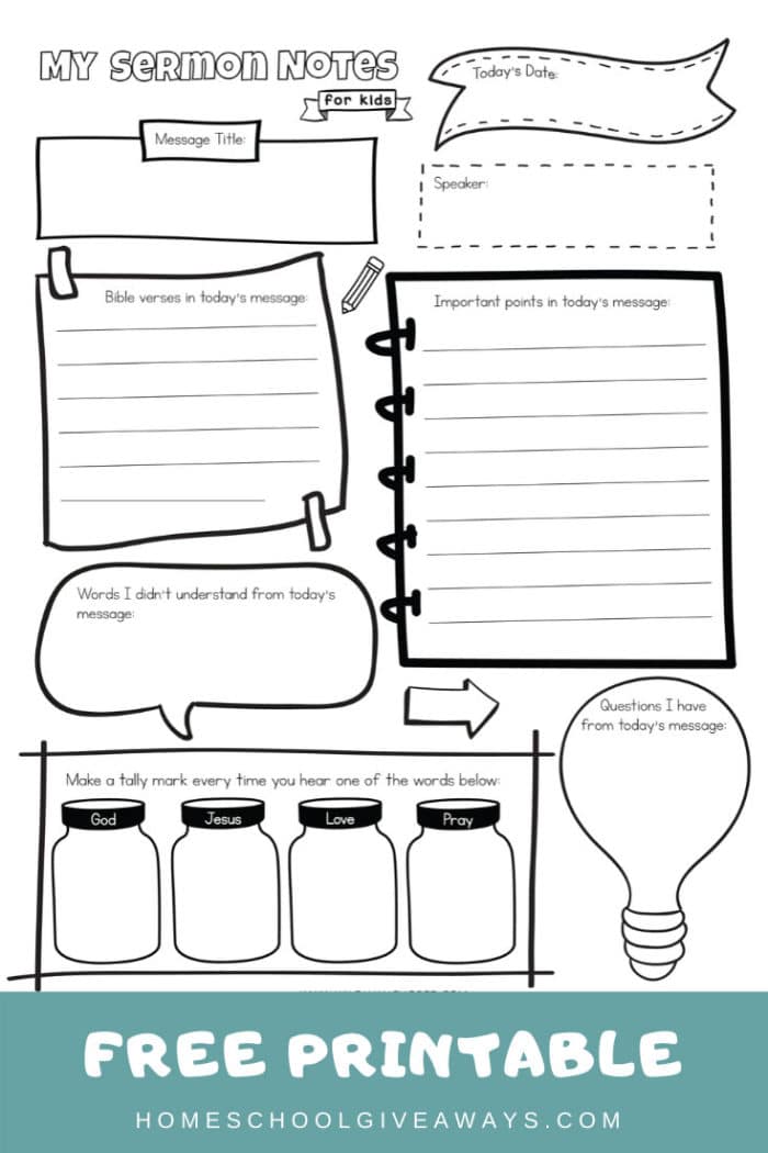 FREE Sermon Note Printables For Kids Free Homeschool Deals FREE Sermon Note Printables For Kids Free Homeschool Deals