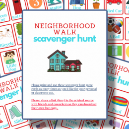 During physical distancing, get outside and explore with these FREE Neighborhood Scavenger Hunt for Kids! #fhdhomeschoolers #freehomeschooldeals #scavengerhunts #hsdays #homeschoolgames