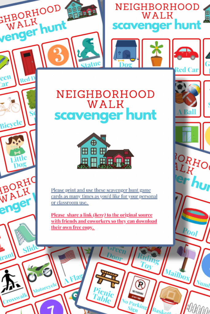 During physical distancing, get outside and explore with these FREE Neighborhood Scavenger Hunt for Kids! #fhdhomeschoolers #freehomeschooldeals #scavengerhunts #hsdays #homeschoolgames 