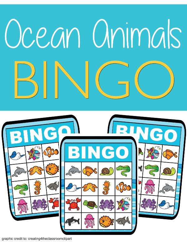 Celebrate Aquarium Month with this FREE Ocean Animals Bingo Game! #fhdhomeschoolers #freehomeschooldeals #aquariummonth #oceananimals #hsdays