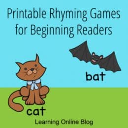 FREE Beginning Reader Rhyming Games Printable. #freehomeschooldeals #fhdhomeschoolers #beginningreaderprintable #rhyminggames #rhymingwordprintable