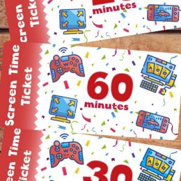 Limit your child's screen time with these FREE Printable Screen Time Tickets! #fhdhomeschoolers #freehomeschooldeals #limitscreentime #hsmoms #screentimetickets