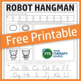 FREE Printable Robot Hangman Game. #freehomeschooldeals #fhdhomeschoolers #robothangman #hangmangame