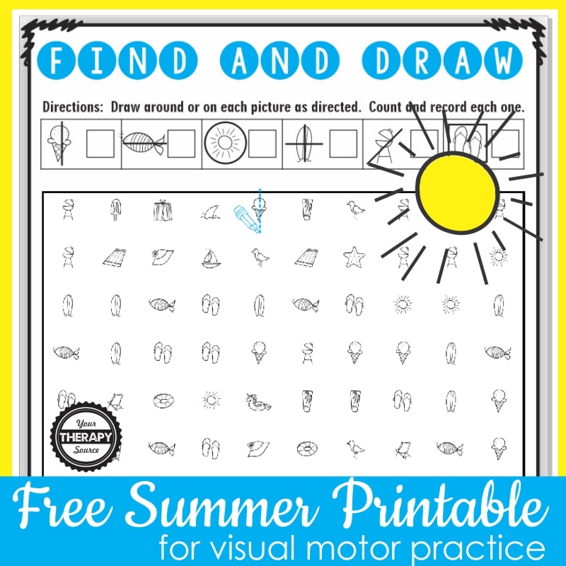 FREE Summer Visual Motor Practice. #freehomeschooldeals #fhdhomeschoolers #summerworksheets #visualmotorpractice #visualmoterpractice