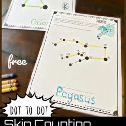 FREE Constellations Skip Counting Printable. #freehomeschooldeals #fhdhomeschoolers #constellationsprintables #skipcounting #skipcountingprintables