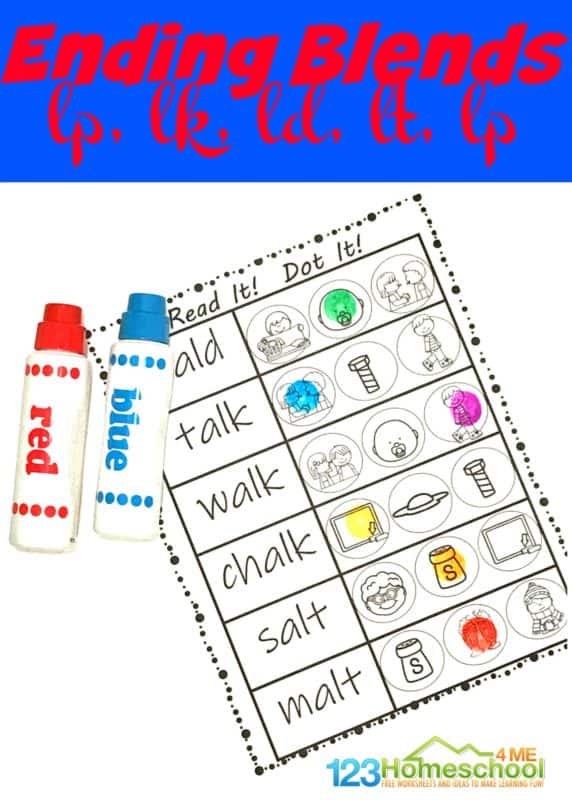 FREE Worksheets for Ending Blends. #freehomeschooldeals #fhdhomeschoolers #endingblends #endingblendsworksheets #endblendsresources