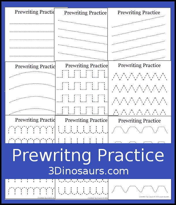 FREE Easy No-Prep Prewriting Worksheets. #freehomeschooldeals #fhdhomeschoolers #prewritingworksheets #prewritingpractice #noprepprewriting